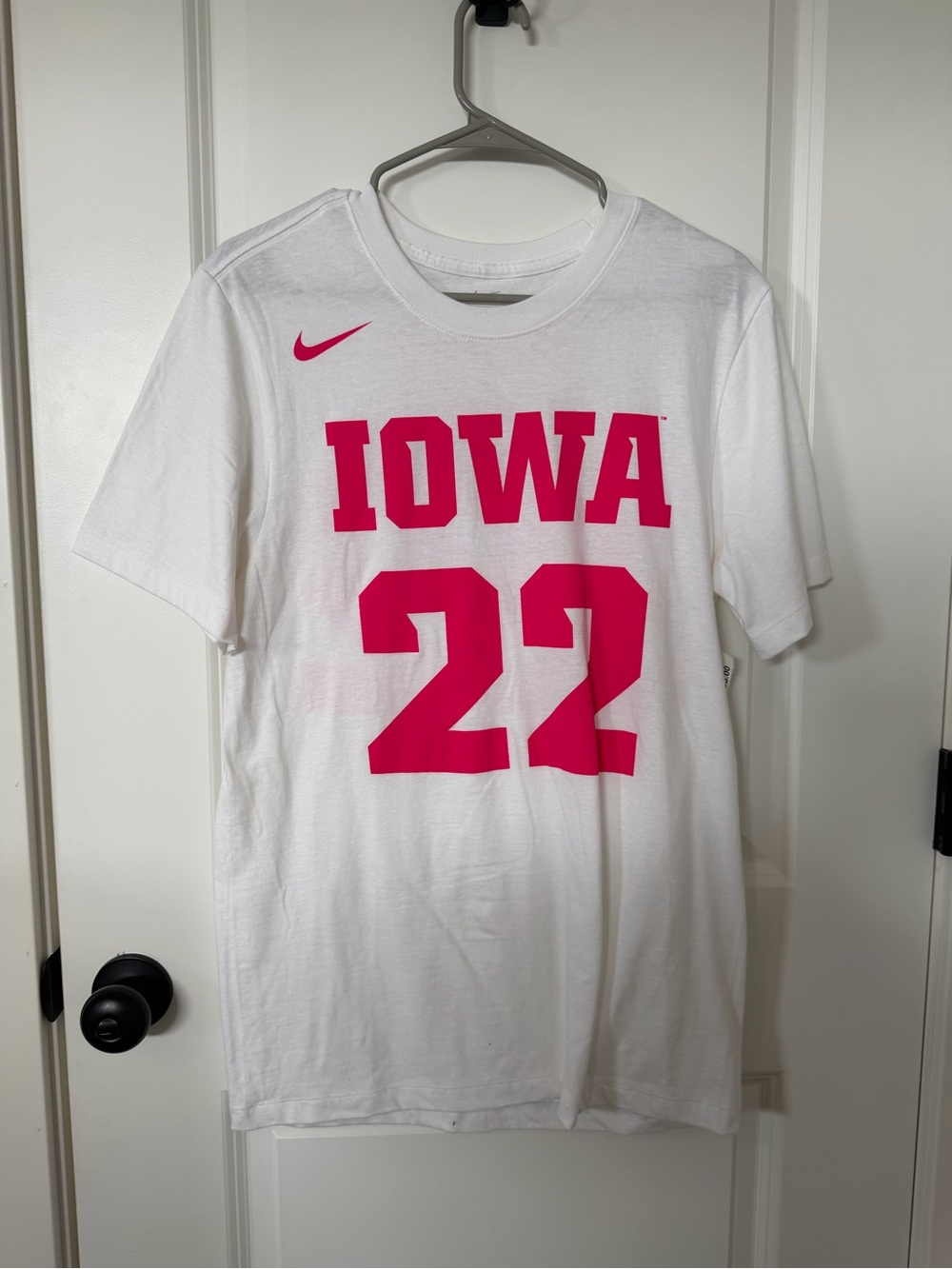 Nike White T-Shirt with Pink Iowa '22' Graphic